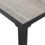 Detailansicht Tischplatte des vidaXL Garten-Lounge-Sets, Holzoptik grau, schwarzes Gestell.