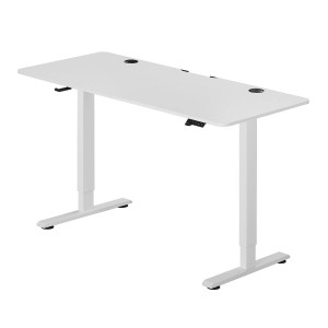Weißer, höhenverstellbarer Juskys Schreibtisch Office Stand 120x60 cm mit Kabelführung.