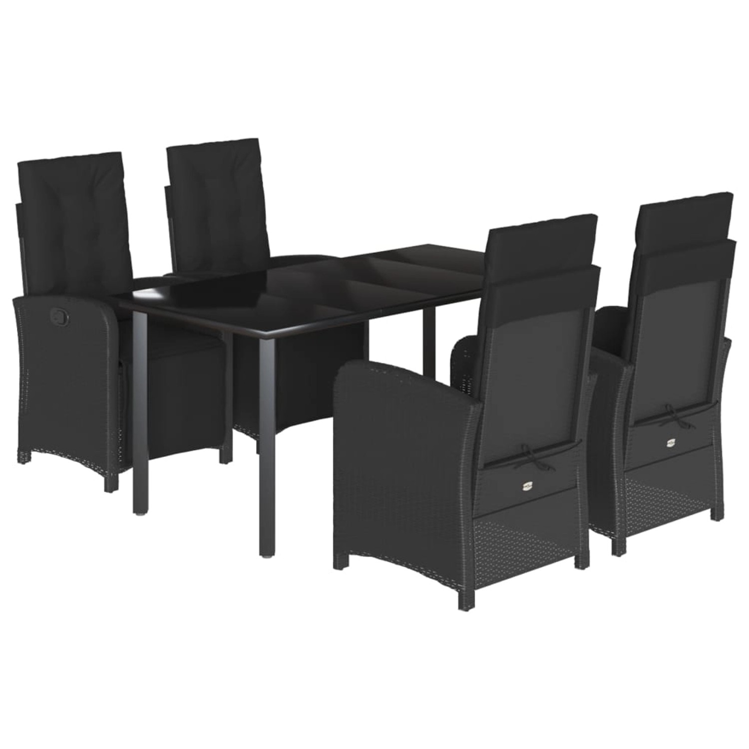 vidaXL 5-Tlg Garten-Essgruppe mit Kissen Schwarz Poly Rattan 3212538 günstig online kaufen