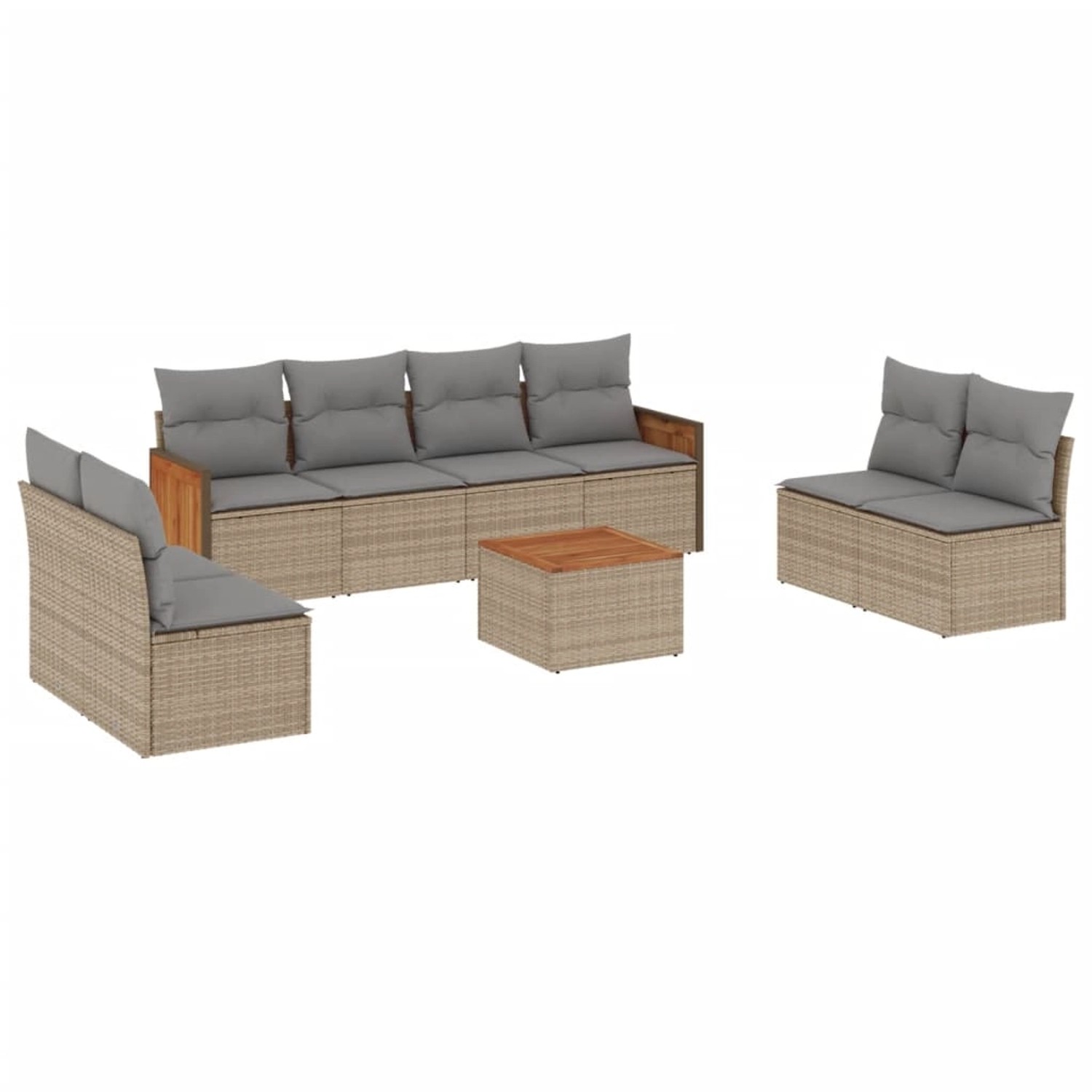 vidaXL 9-Tlg Garten-Sofagarnitur mit Kissen Beige Poly Rattan 3227578 günstig online kaufen