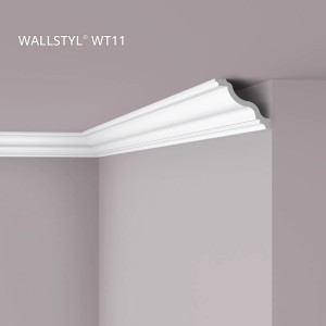 Weiße NOEL & MARQUET Eckleiste WT11 WALLSTYL, Zierleiste an Decke und Wand.