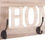 Wandgarderobe C60 im Shabby-Look mit Schriftzug "HOME" und 3 Doppelhaken, naturbraun.
