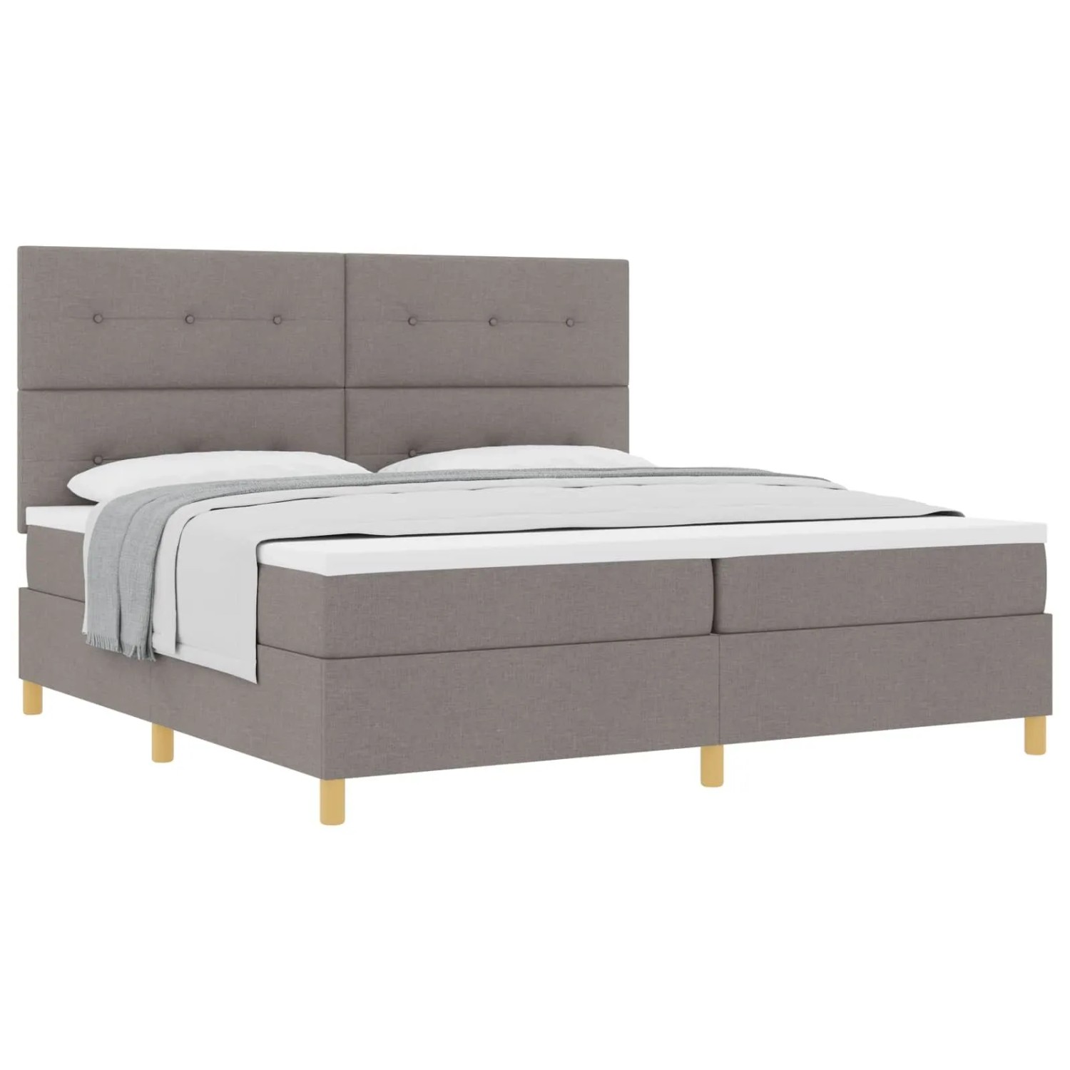 vidaXL Boxspringbett mit Matratze Taupe 200 x 200 cm Stoff 3339648