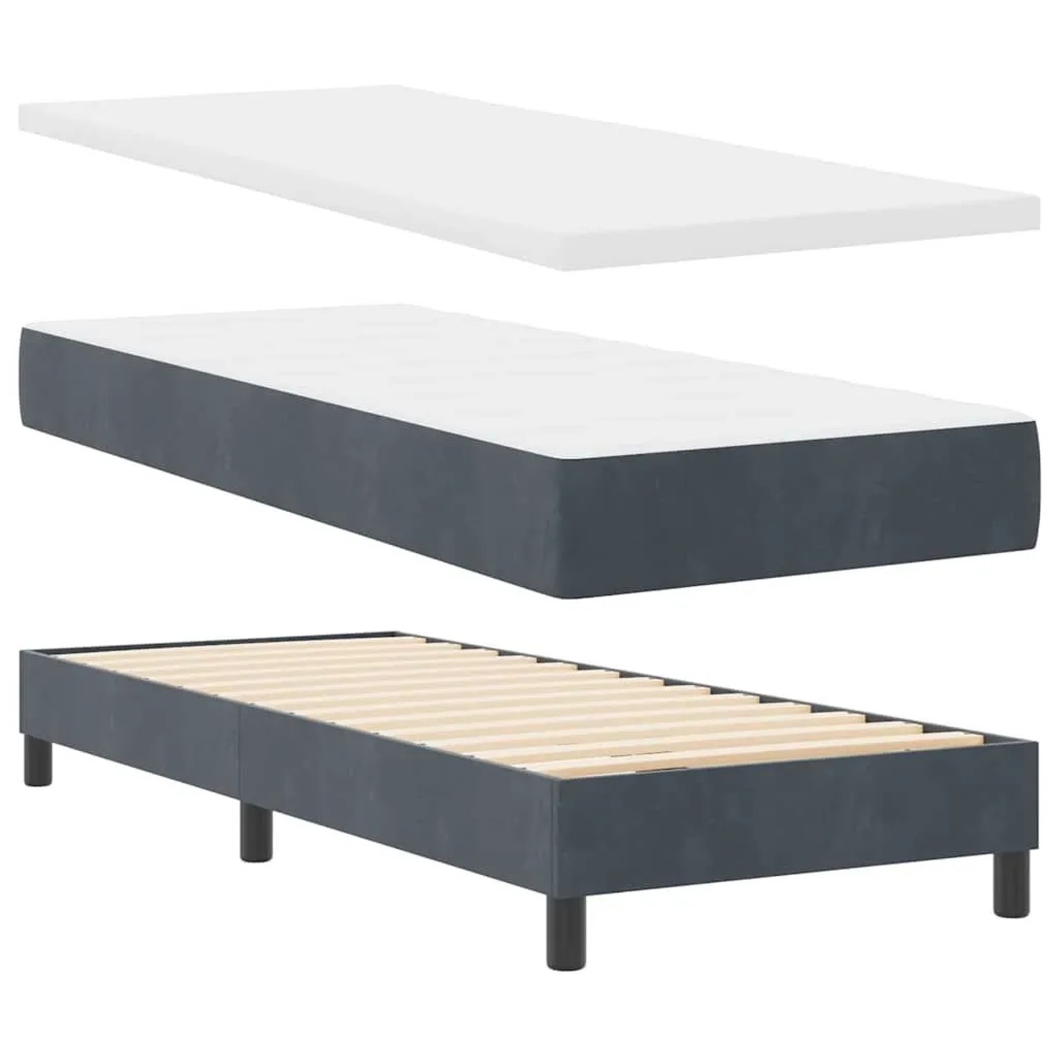 vidaXL Boxspringbett mit Matratze Dunkelgrau 200 x 80 cm Polyester 3341385 günstig online kaufen