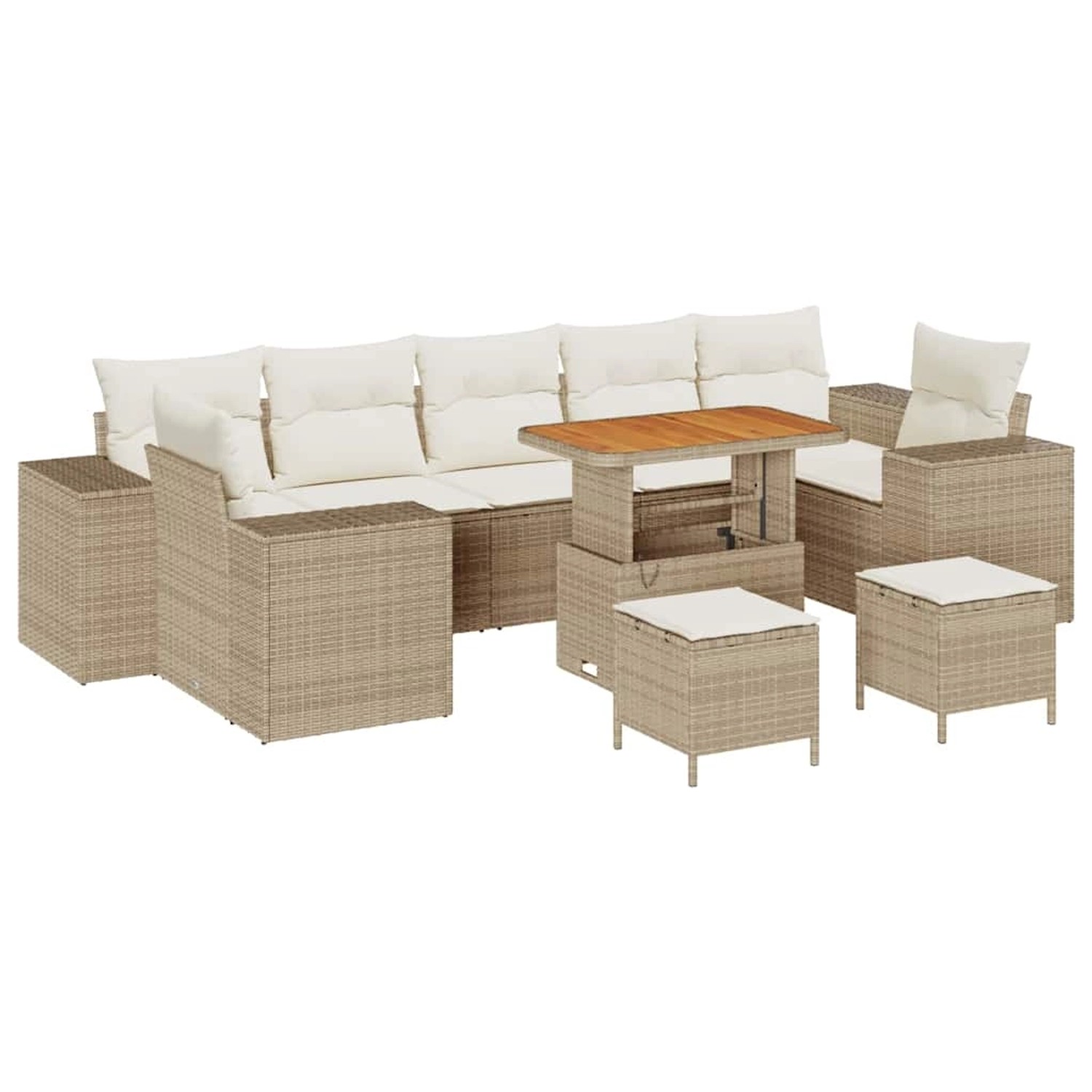 vidaXL Garten-Sofa-Set 10-Tlg Beige Poly Rattan 3361991 günstig online kaufen