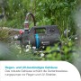 Gardena Akku-Gartenpumpe 3000 Silent 18V im Garten unter Regen. Elektro-Pumpe mit Schlauch.