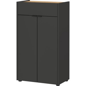 Germania Kommode Forano in Graphit Eiche, 56x98x34 cm, mit Schublade und zwei Türen. Badmöbel für mehr Stauraum.