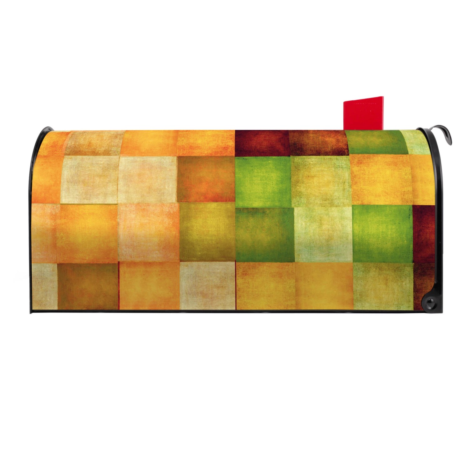 Banjado US Briefkasten Schwarz mit Farbkasten Motiv, Stahl, 48x22x16cm.