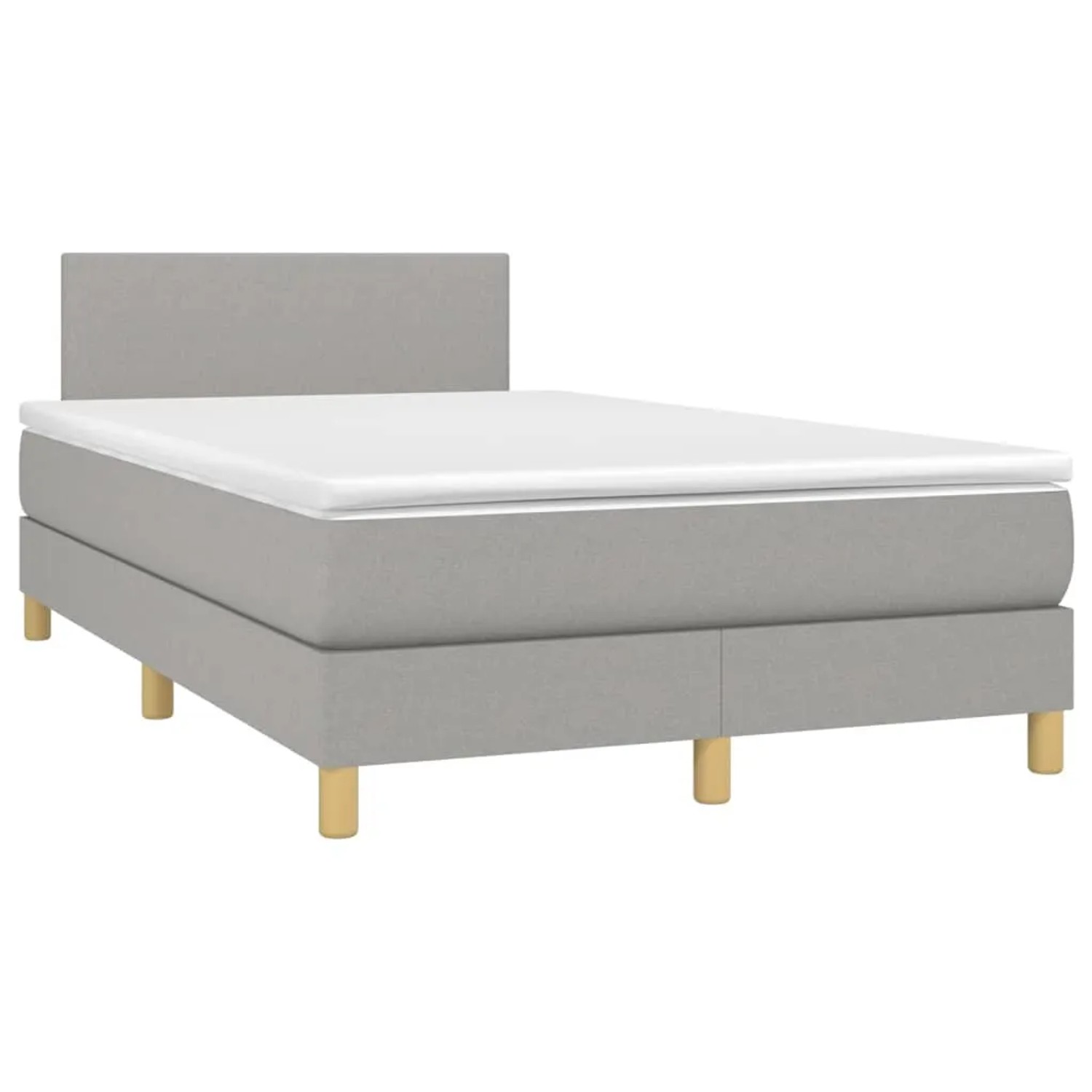 Helles, graues vidaXL Boxspringbett 120x200 cm mit Matratze und Kopfteil.
