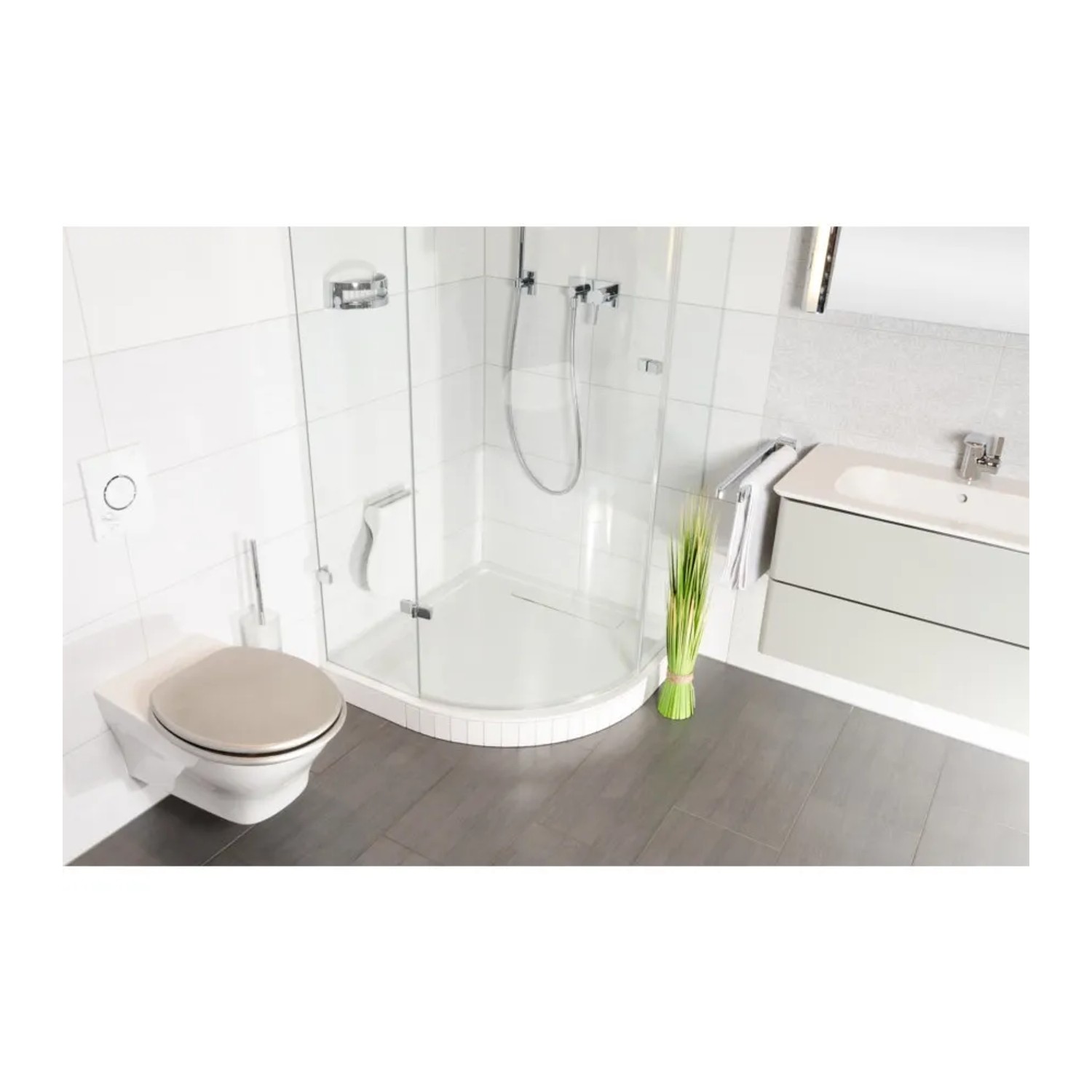 Sanilo WC-Sitz Glitzer Silber auf Toilette im modernen Badezimmer.