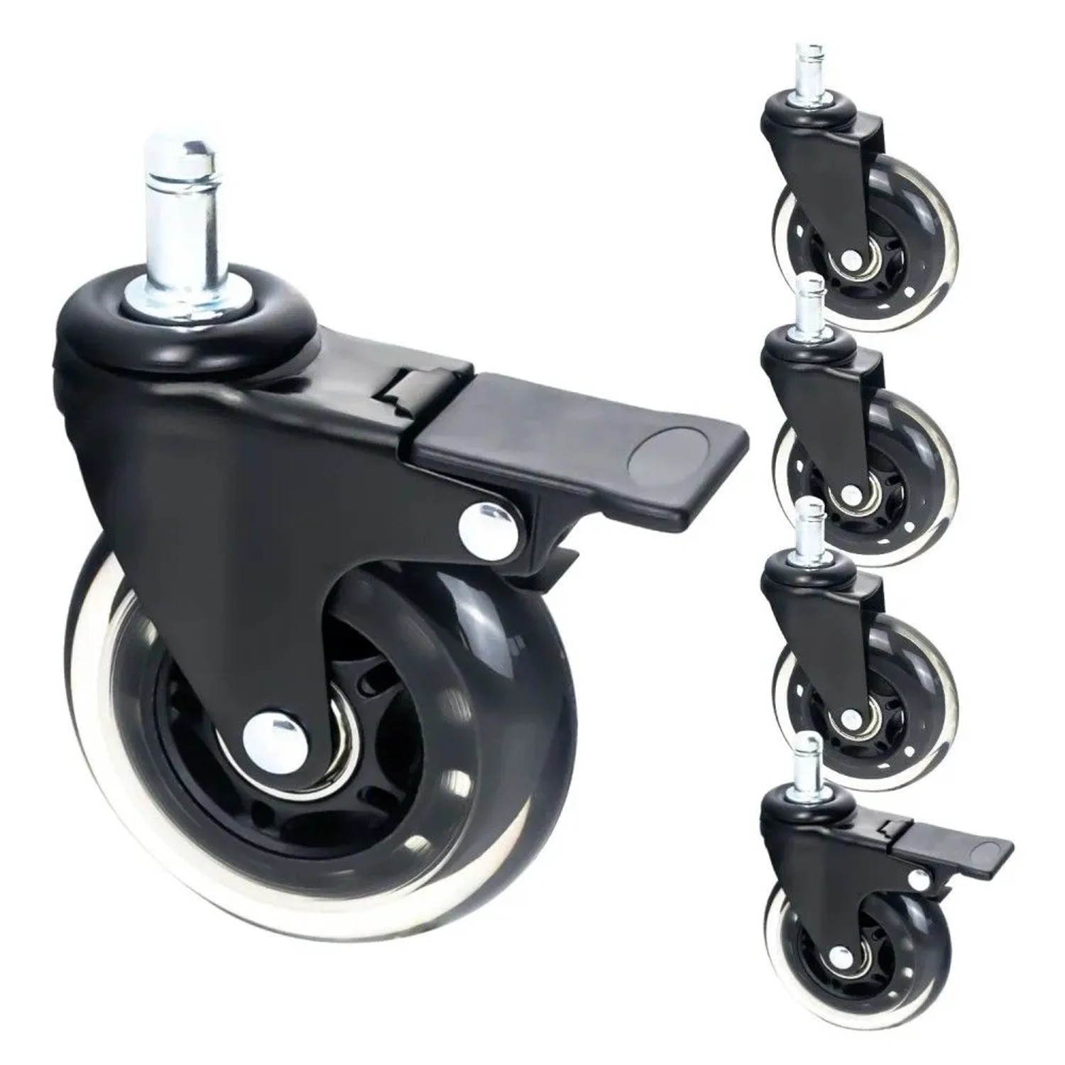 HMF 6810 Bürostuhl Rollen 5er Set 11 mm Schwarz