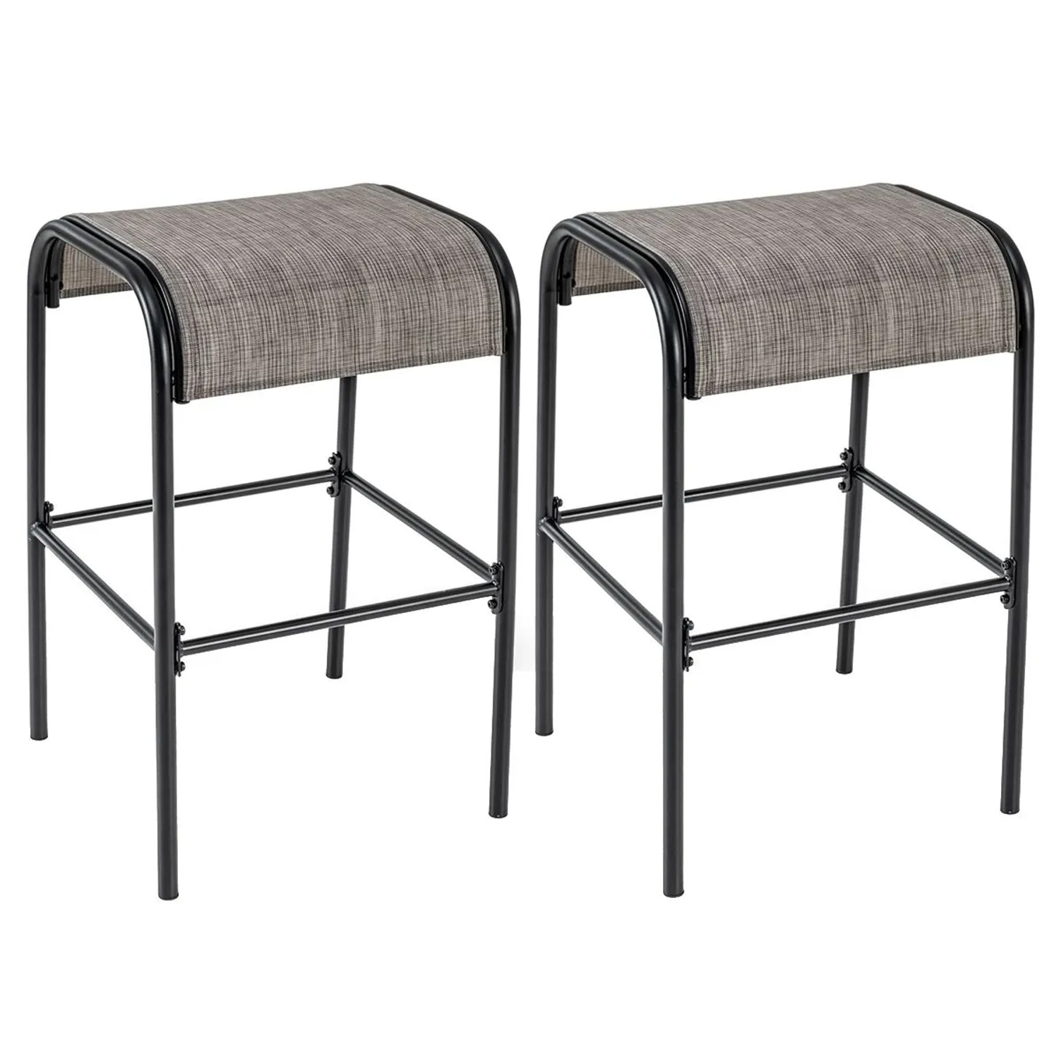 Costway 2er Set Barhocker Outdoor mit Gebogenem Stoffsitz