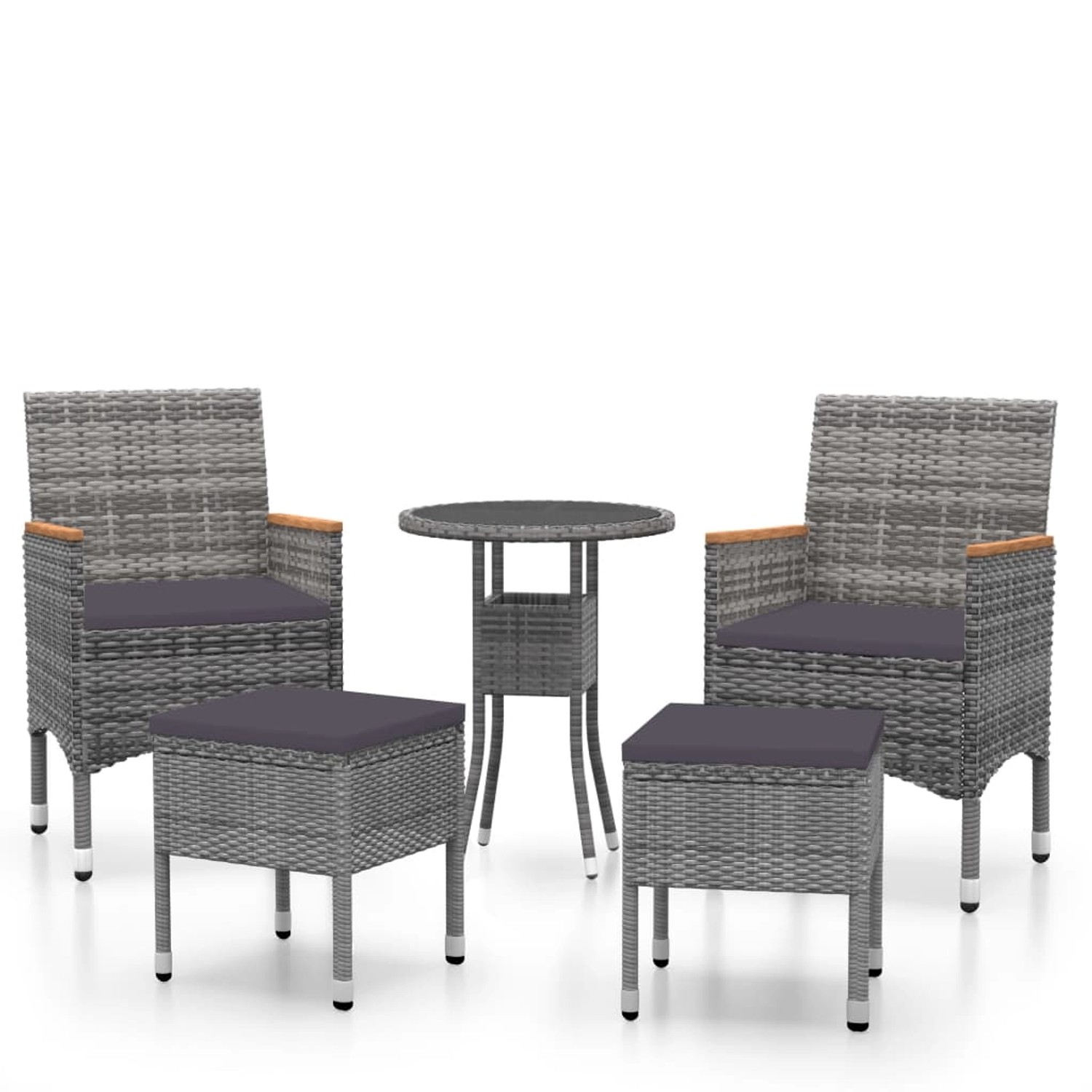 vidaXL 5-tlg Garten-Lounge-Set Poly Rattan Grau Modell 5 günstig online kaufen