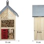 CULT at home Insektenhotel aus Kiefernholz, braun-rot, mit Metall-Dach und Bambusröhren. Maße: 29x15x9 cm.