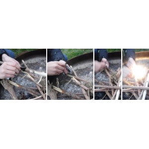 Tifler Magnesium Feuerstein im Einsatz: Feuer machen beim Camping mit Zubehör.