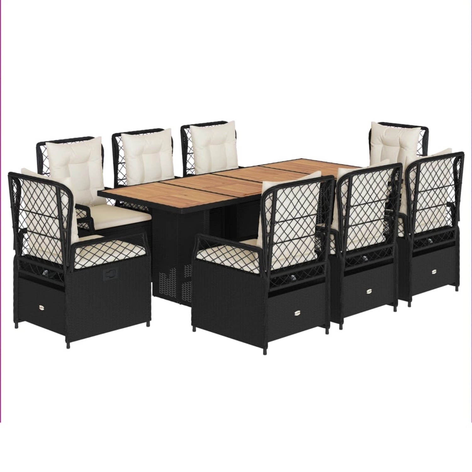 vidaXL 9-Tlg Garten-Essgruppe mit Kissen Schwarz Poly Rattan 3262925 günstig online kaufen