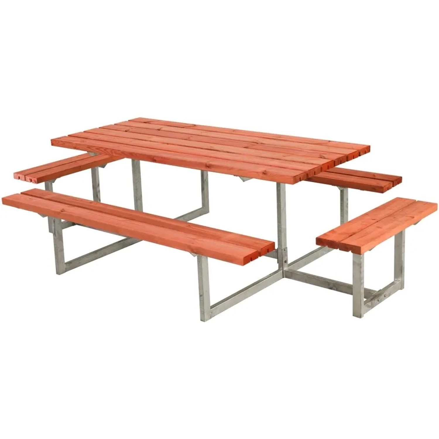 PLUS Gartenmöbel-Set Basic 260 cm mit 2 Anbausätzen Tisch-Bank-Kombination Teakfarben