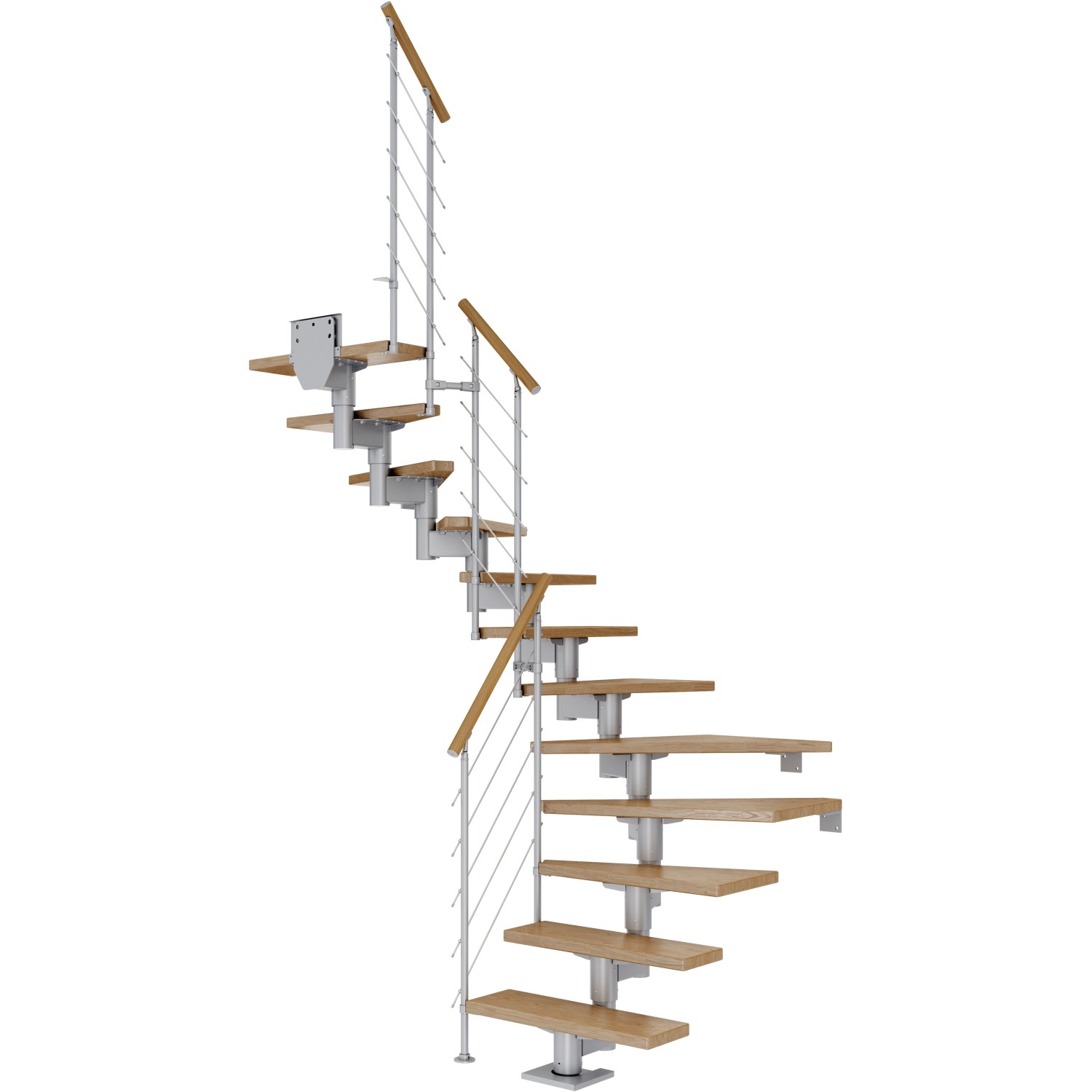 Dolle Mittelholmtreppe Cork Eiche Perlgrau GH b. 292 cm 1/2 Gewendelt 75 cm günstig online kaufen