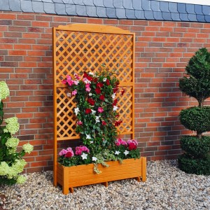 Promadino Rankkasten Romantica aus Kiefernholz mit Kletterpflanzen, 120x38x210 cm.