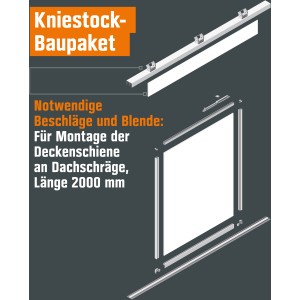 Kniestock Bausatz mit Beschlag und Blende (2000 mm) zur Montage einer Schiebetür an Dachschrägen.