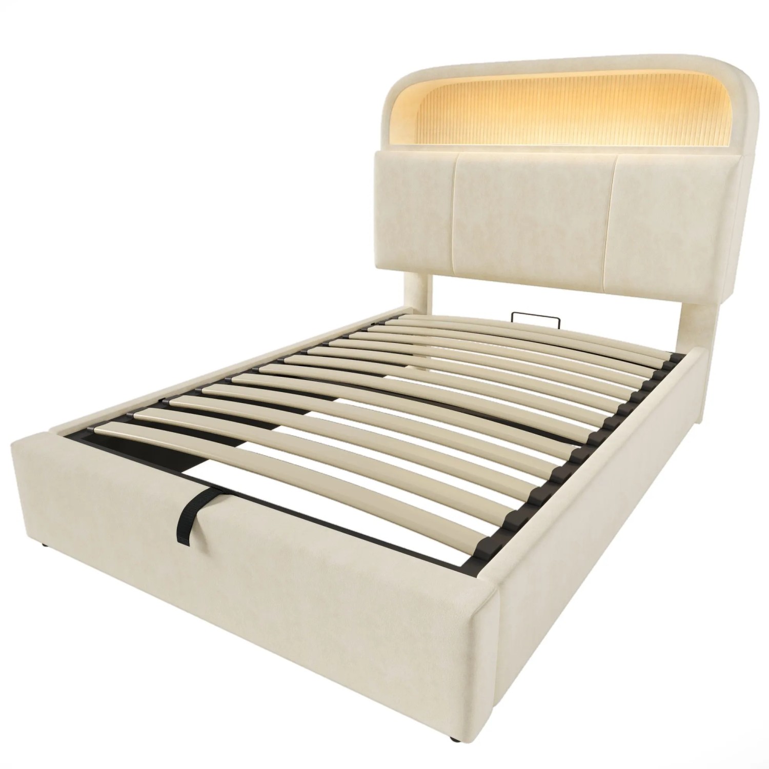 okwish Polsterbett 90x200cm mit USB C Ladestation Kinderzimmer Beige mit Matratze