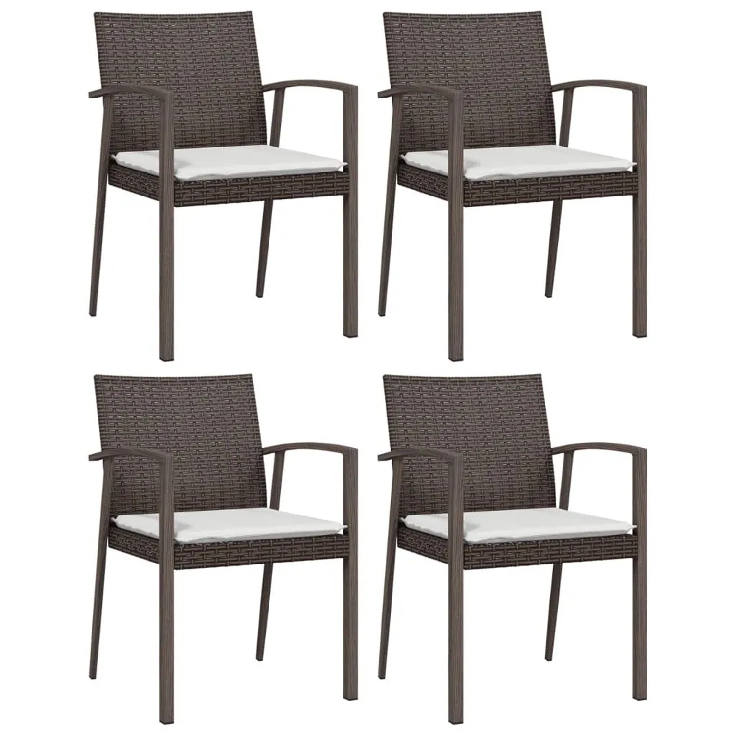 Furnicato Gartenstühle Mit Kissen 4 Stk Braun 565x57x83 Cm Poly Rattan
