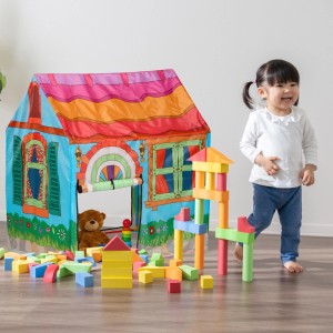 Relaxdays Spielzelt Haus Polyester Kunststoff Mehrfarbig 2 Türen 103 cm x 96 cm x 75 cm 600 g
