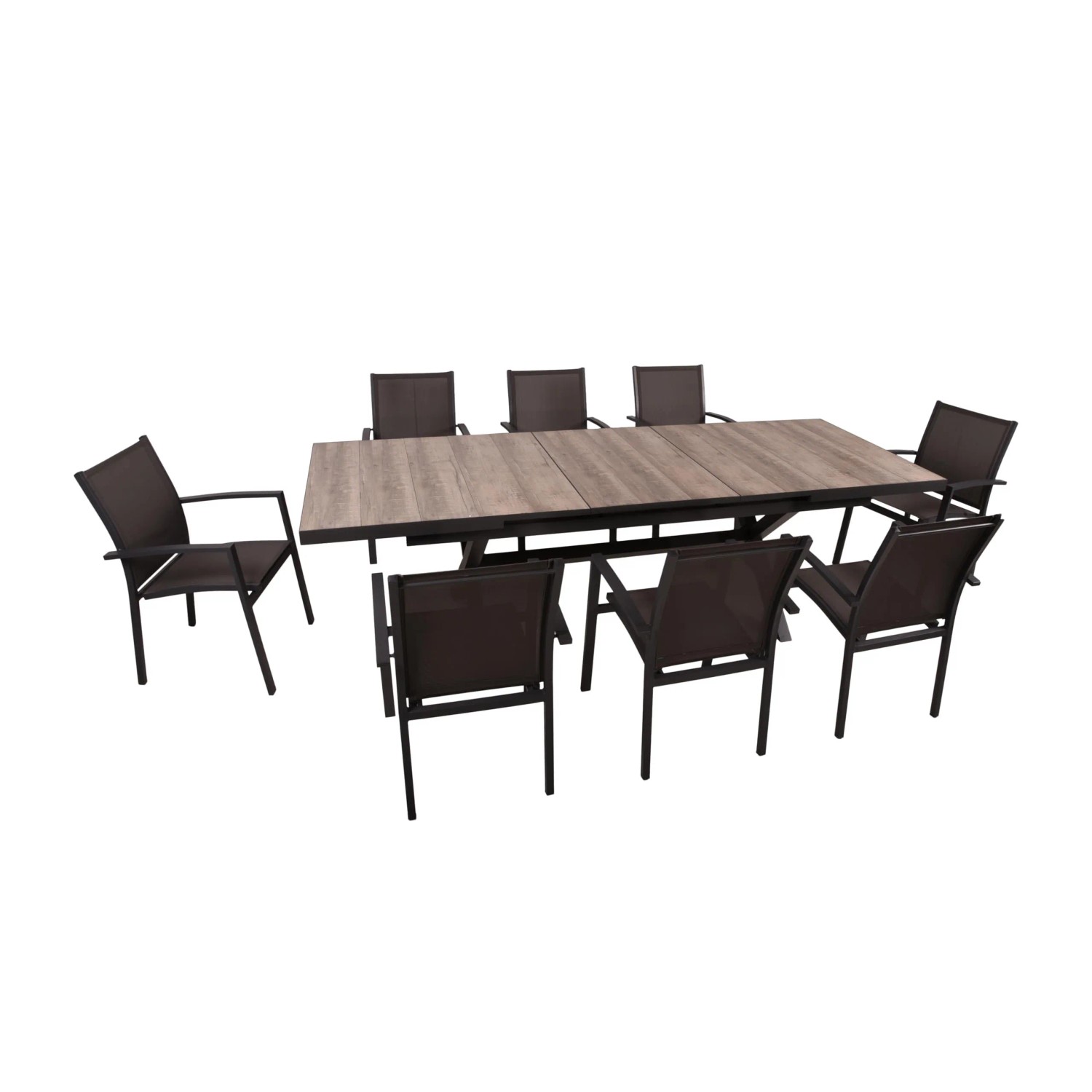 DELUKE Garten-Sitzgruppe JOANA 9-tlg. Kunststoff Dunkelgrau Gartenmöbel-Set Gartengarnitur Garten-Essgruppe Stühle D Ess...