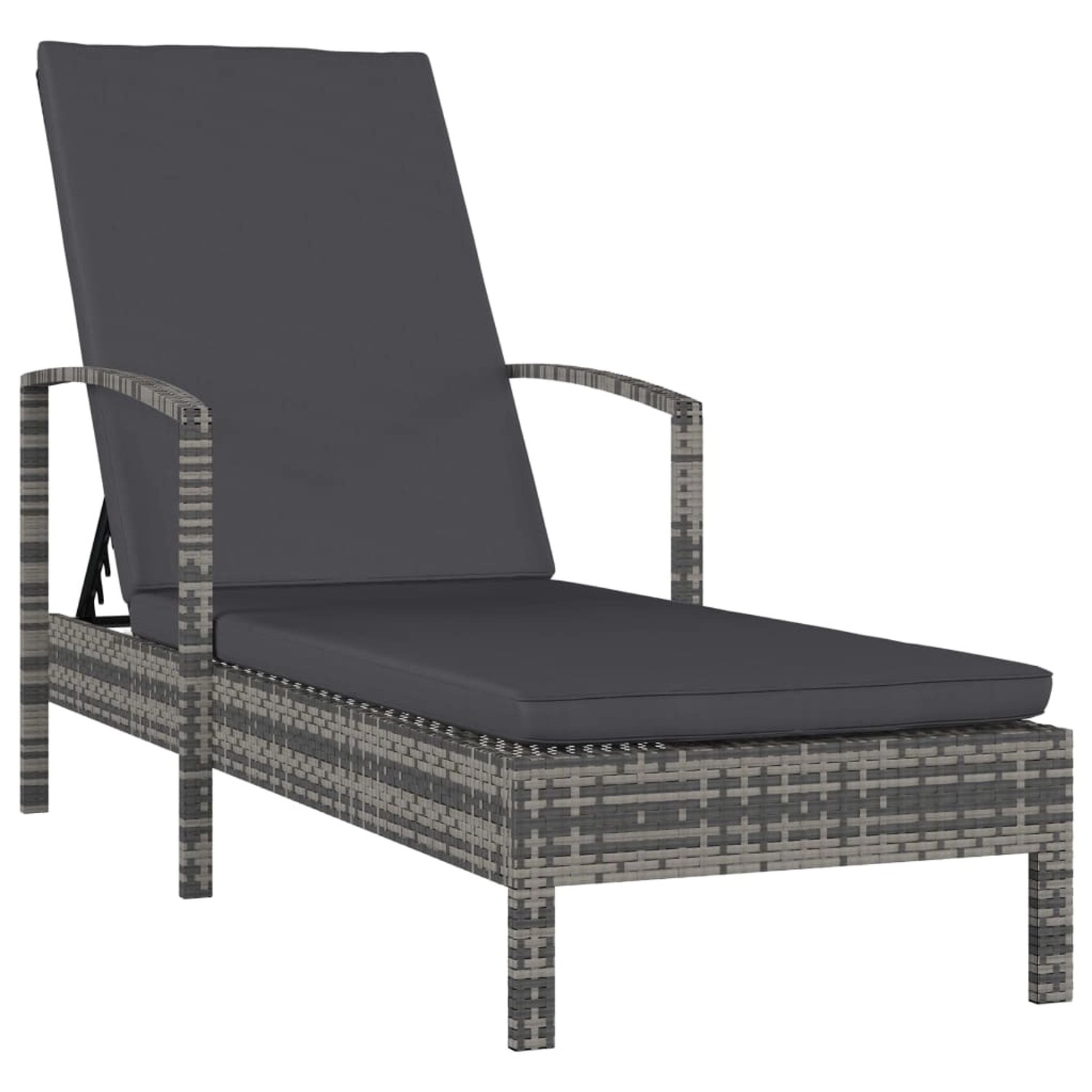 furnicato Sonnenliege mit Armlehnen Poly Rattan Grau günstig online kaufen