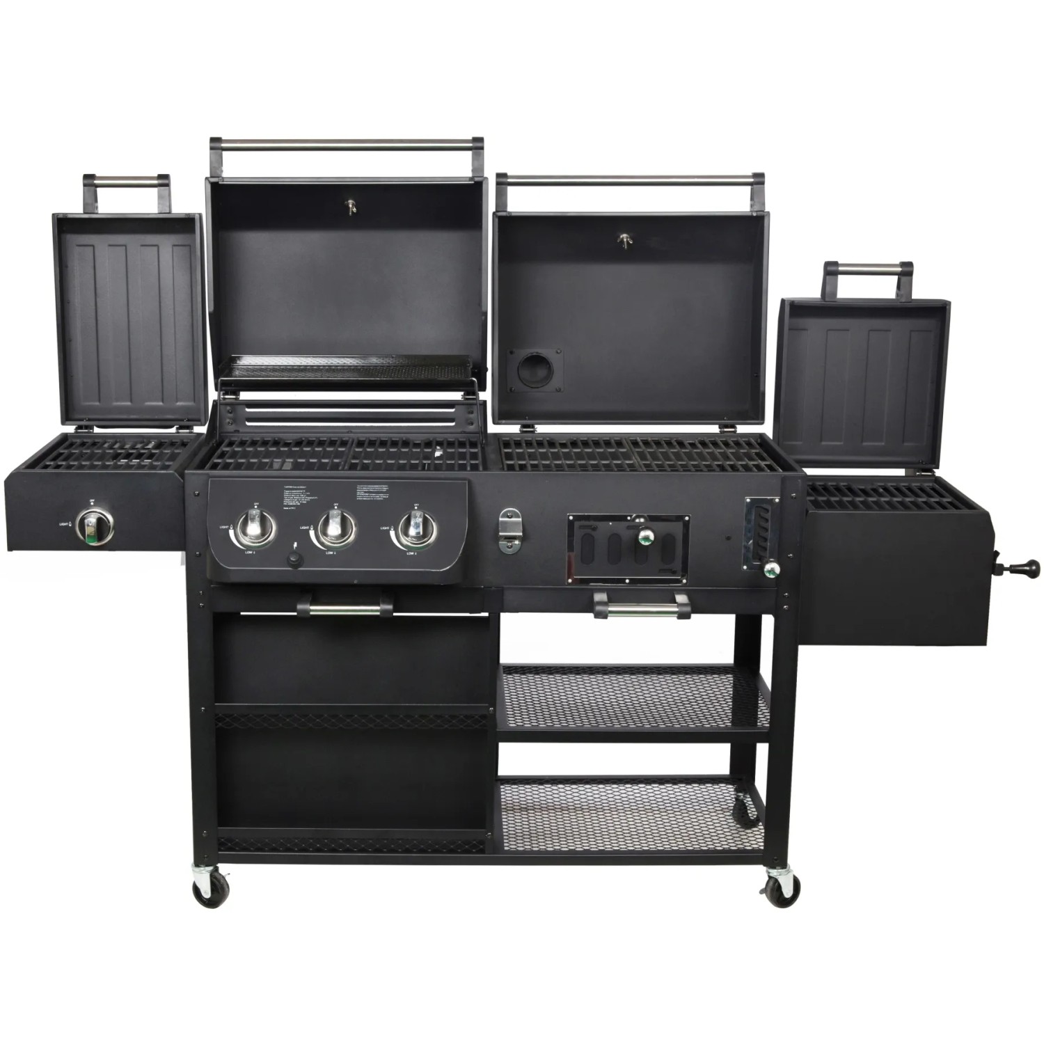 El Fuego Arizona Kombigrill mit 3 Brennern, Seitenbrenner und Smoker in Schwarz.