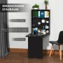 Schwarzer HOMCOM Klappschreibtisch mit Tafel und Stauraum, an der Wand montiert.