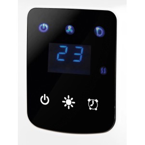 Detailansicht des Displays vom Bad-Heizlüfter Sula 2.000 W mit Temperaturanzeige.