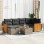 Graue 7-tlg. vidaXL Garten-Sofagarnitur aus Polyrattan mit Kissen und Tisch.