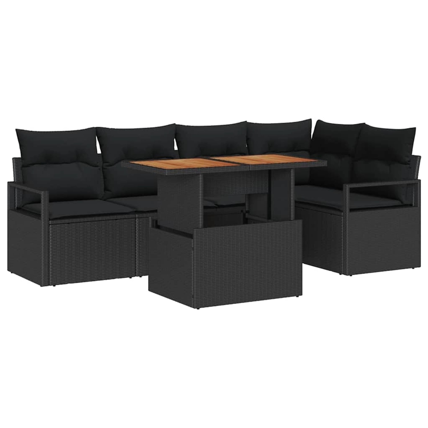 vidaXL Garten-Sofa-Set mit Speicher 6-Tlg Schwarz Poly Rattan 3358452 günstig online kaufen