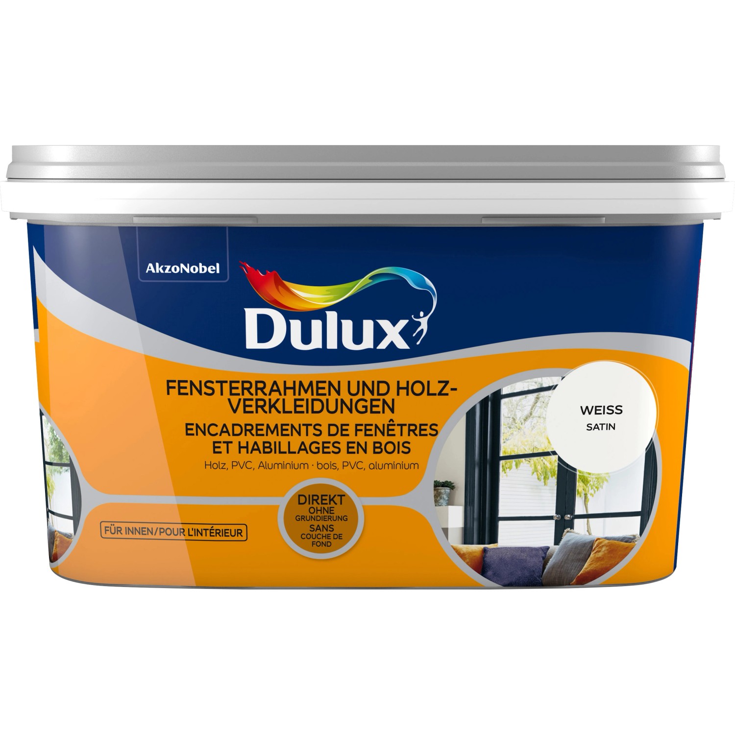 Dulux Fresh Up Lack für Fensterrahmen und Holzverkleidungen Satin Weiß 2 l