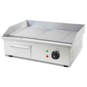 VERTES Elektro Grillplatte 3000 W Plancha Edelstahl Gerillt 55 x 35 cm 50 bis 300 °C