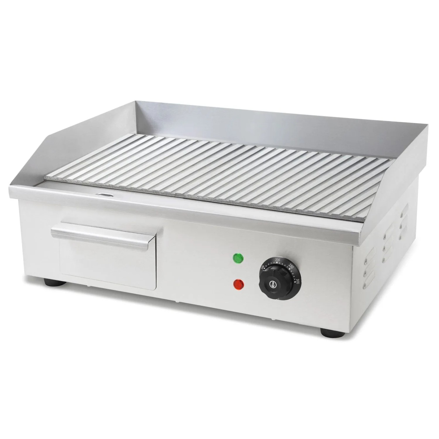 VERTES Elektro Grillplatte 3000 W Plancha Edelstahl Gerillt 55 x 35 cm 50 bis 300 °C