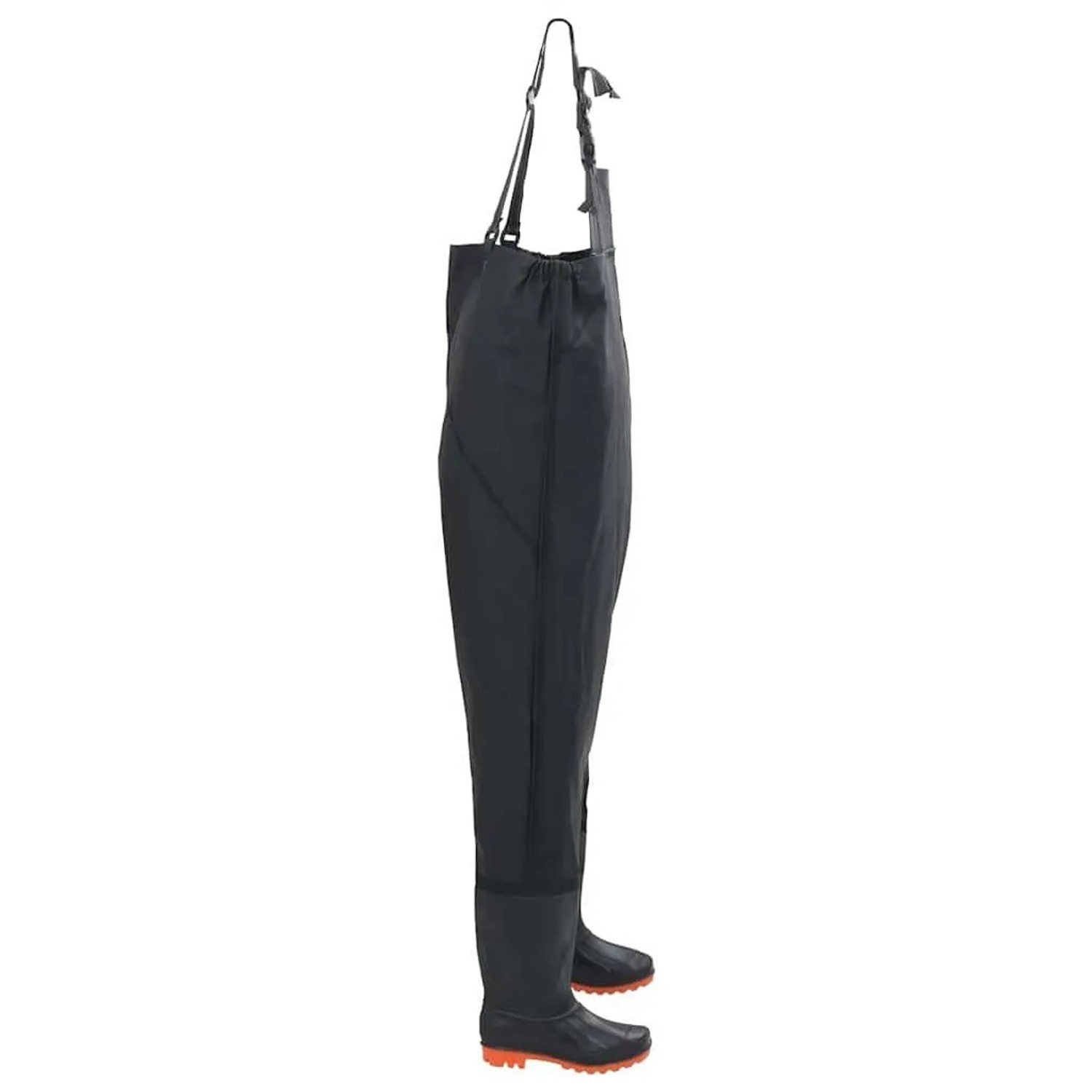Schwarze vidaXL Wathose mit Stiefeln, Größe 44, für Angeln und Arbeit.
