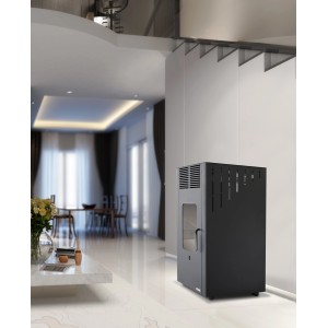 Rowi Gas-Heizofen Blue Flame Caminetto Premium 4,2 kW in modernem Wohnraum.