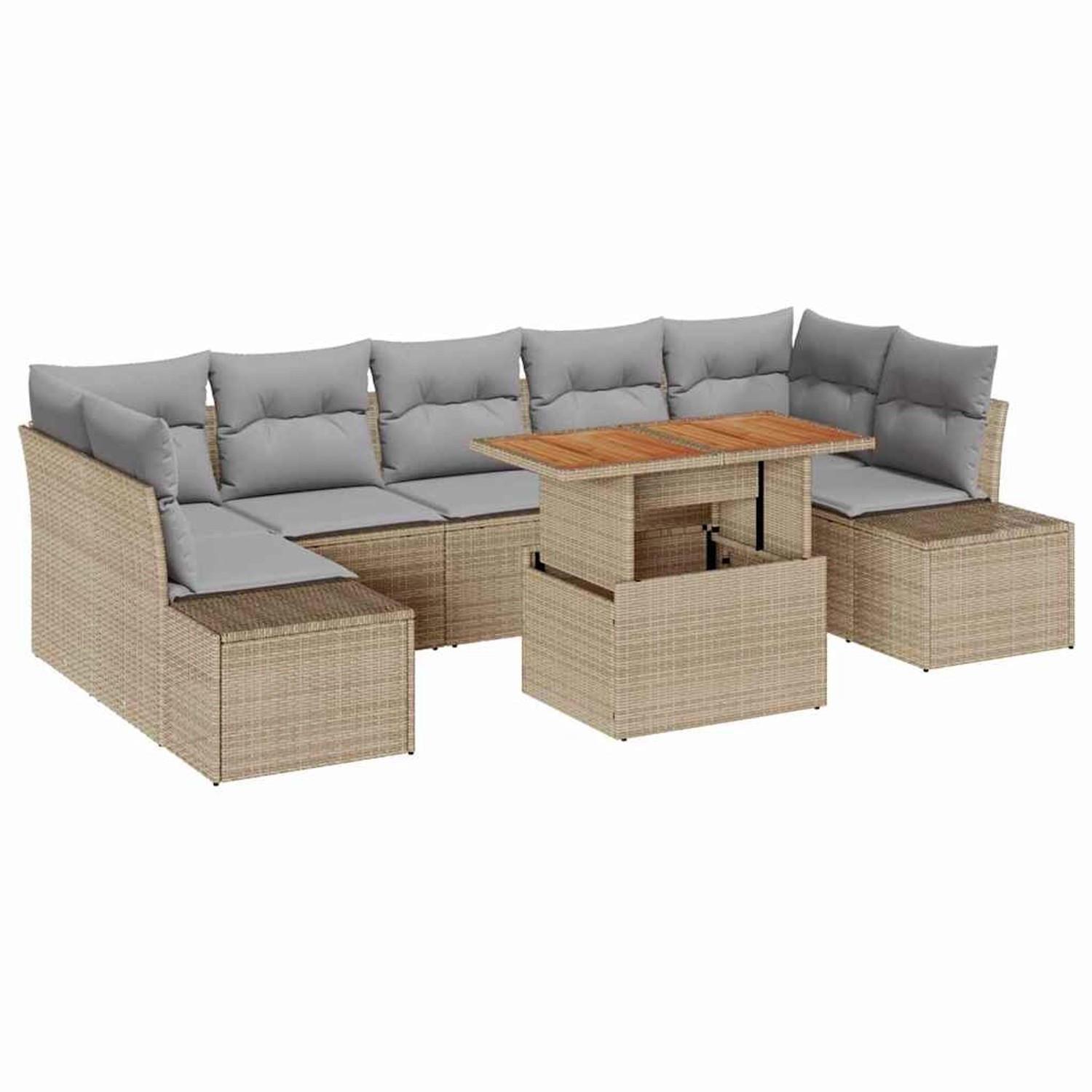 vidaXL 8-Teiliges Gartensofa-Set mit Kissen in Beige aus Poly Rattan 335866 günstig online kaufen
