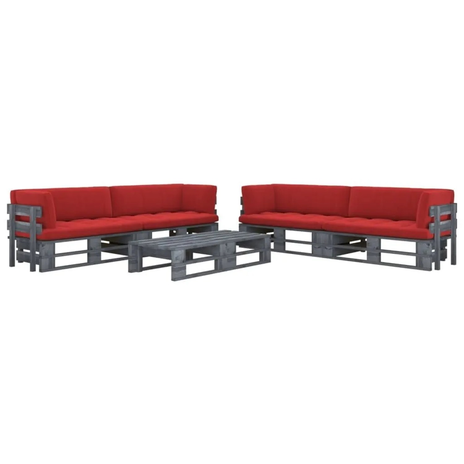 vidaXL 6-Tlg Paletten-Lounge-Set Grau Imprägniertes Kiefernholz 3066991