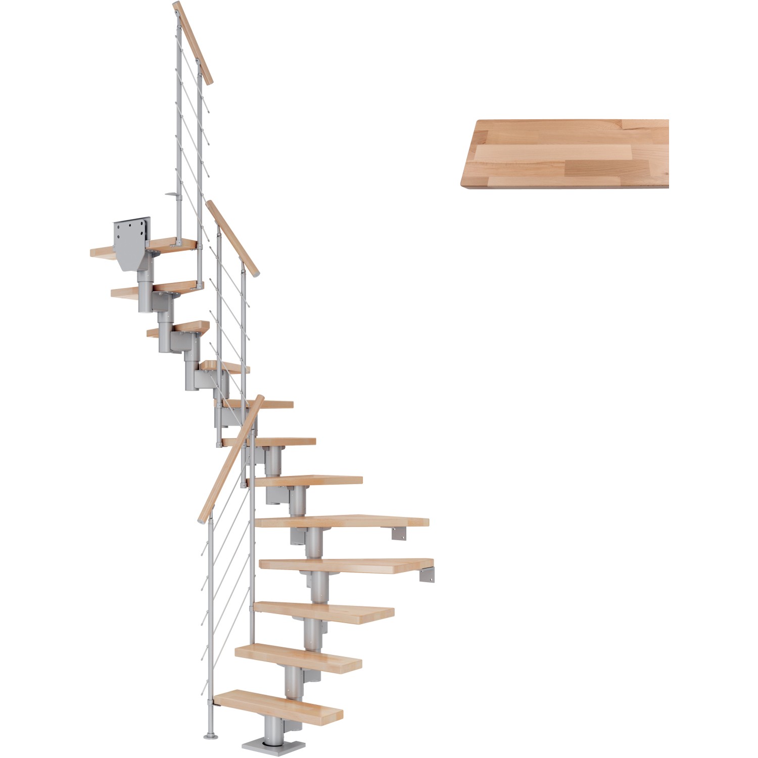 Dolle Mittelholmtreppe Dublin Buche Perlgrau GH bis 315 cm 1/2 Gewendelt 75 günstig online kaufen