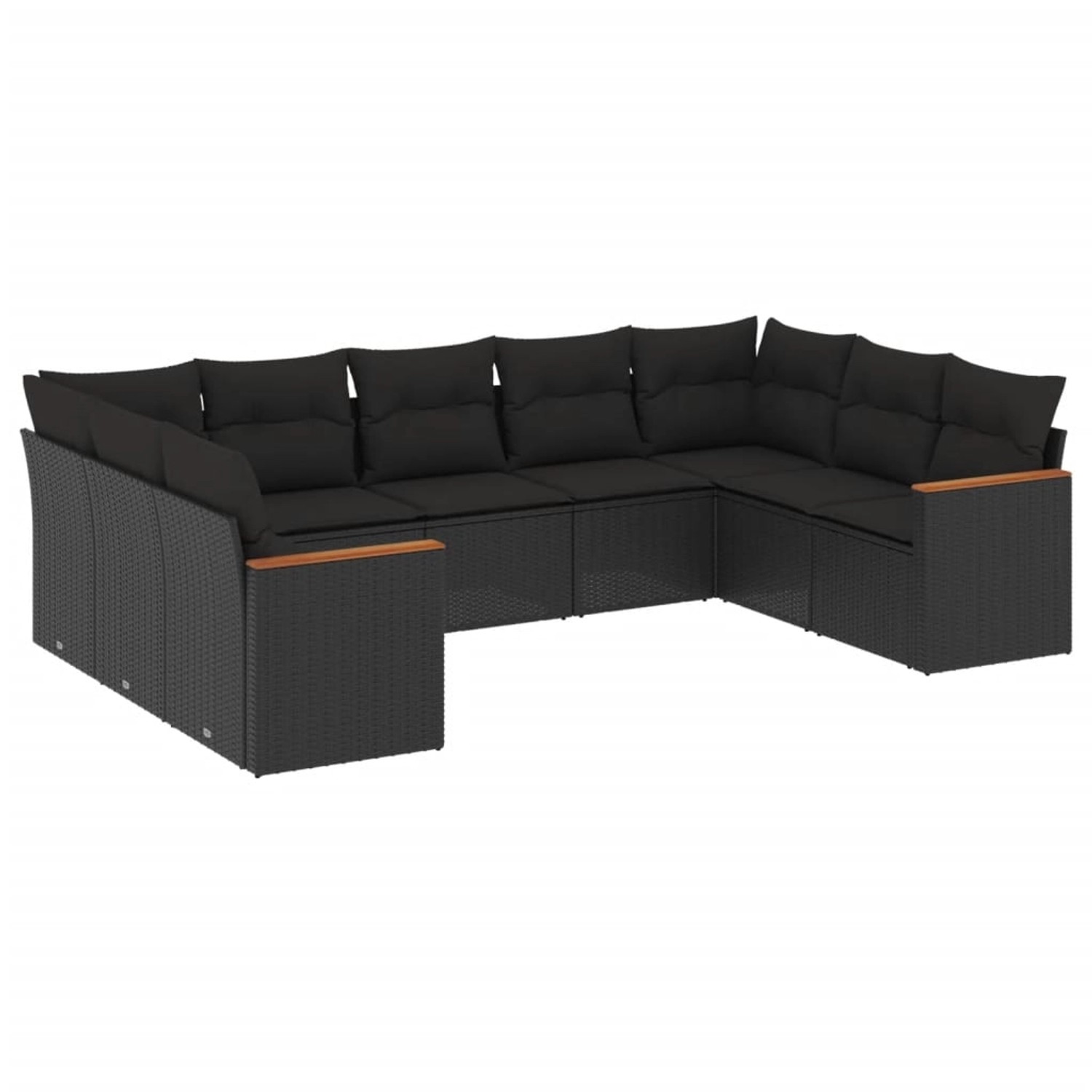 vidaXL 9-Tlg Garten-Sofagarnitur mit Kissen Schwarz Poly Rattan 3226272 günstig online kaufen