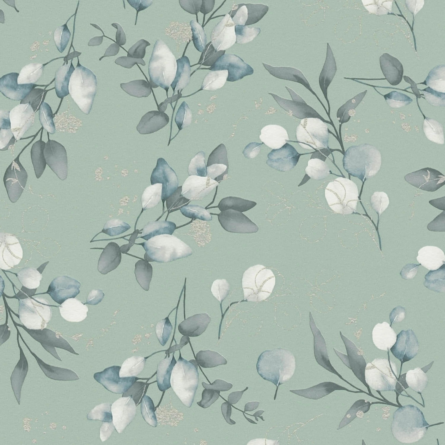 PROFHOME 397687-GU Landhaus Tapete Floral Glanzeffekt Mint Silber Weiß 0,53 günstig online kaufen