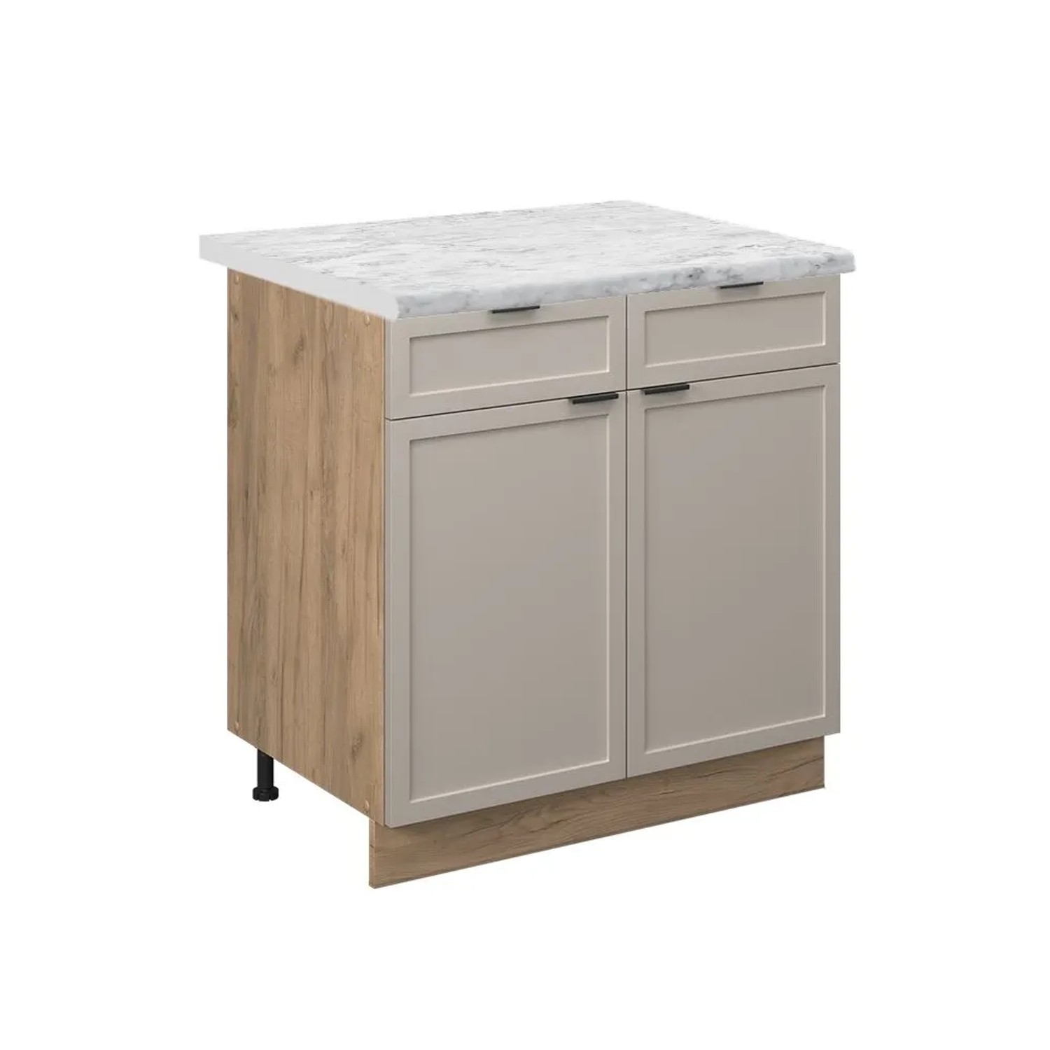 Vicco SchuBunterschrank Fame-Line Schubladenschrank für die Küche GrauBeige 80 cm AP Marmor