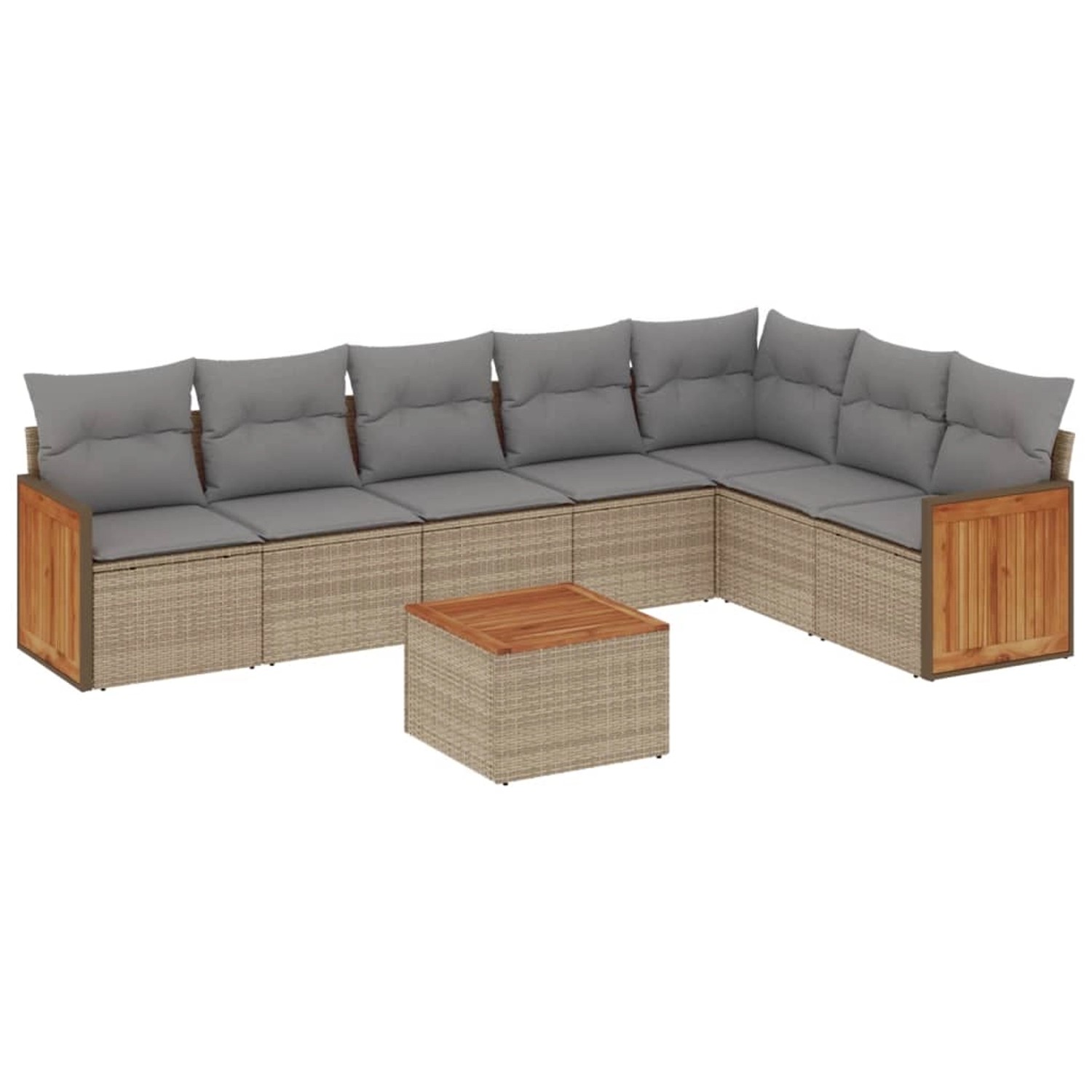 vidaXL 8-Tlg Garten-Sofagarnitur mit Kissen Beige Poly Rattan 3227718 günstig online kaufen