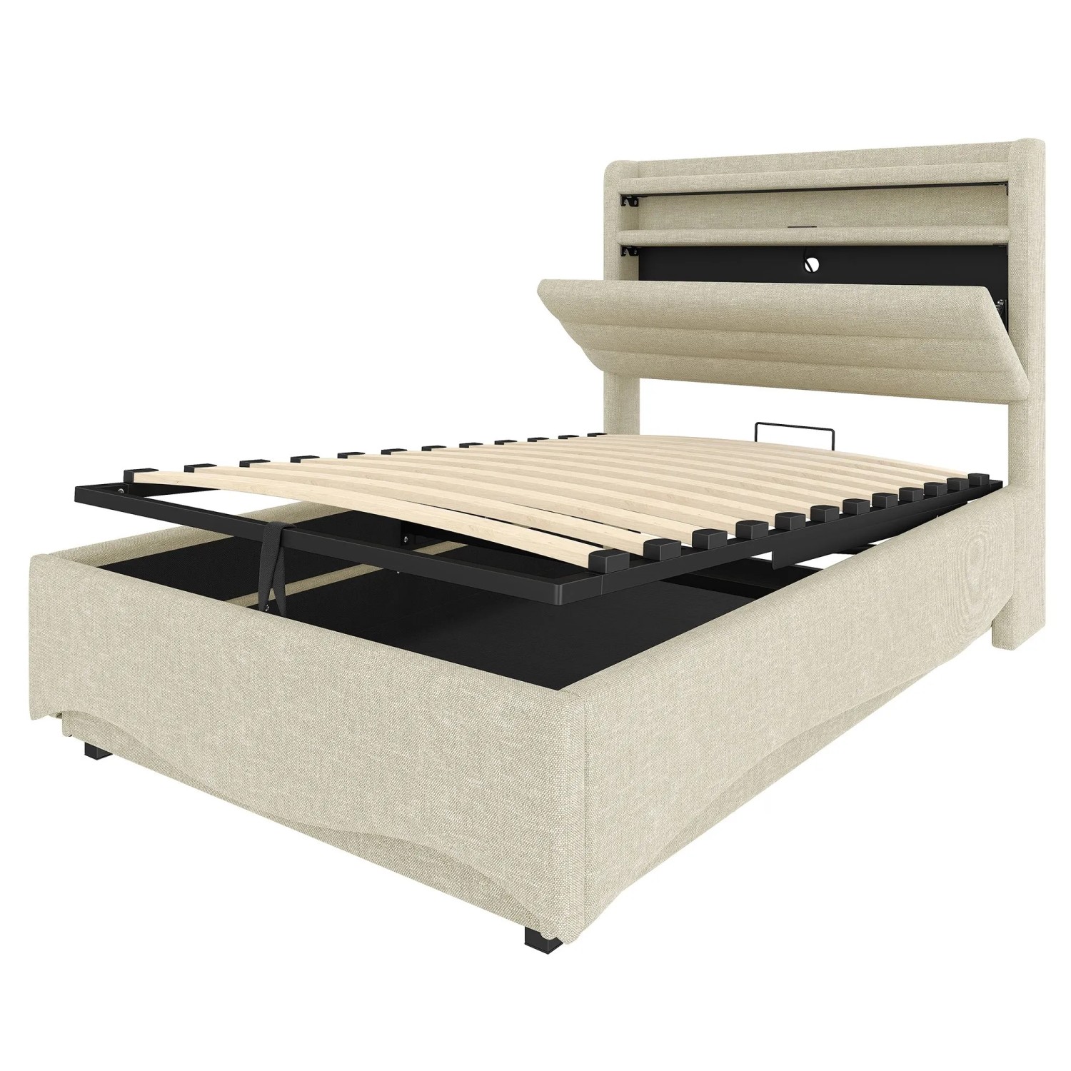 okwish Polsterbett 90x200cm mit USB C Anschluss Kinderzimmer Beige ohne Matratze