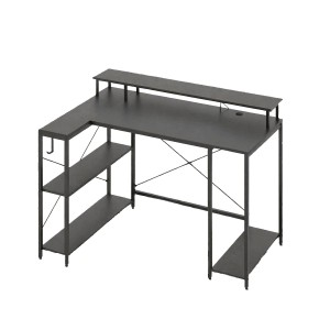 Costway L-förmiger Schreibtisch Gaming Computertisch Schwarz