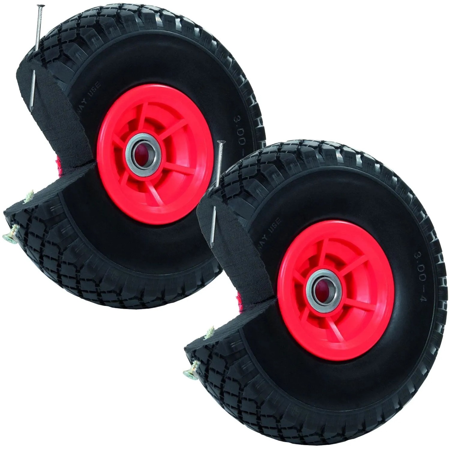 TRUTZHOLM 2x Sackkarrenrad PU Rad 260x85mm 3.00-4 60mm Durchmesser 20mm Rot