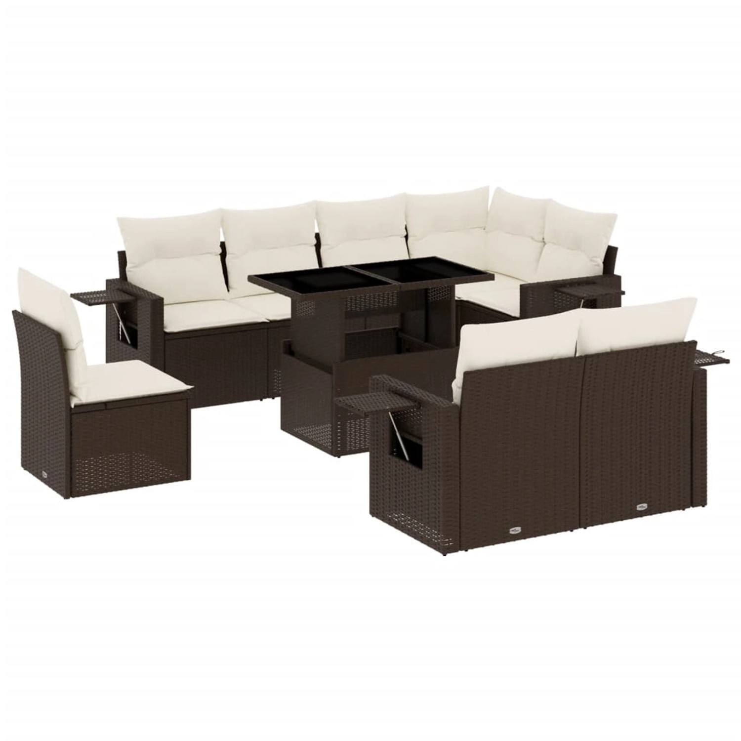 vidaXL 9-Tlg Garten-Sofagarnitur mit Kissen Braun Poly Rattan 3268043 günstig online kaufen